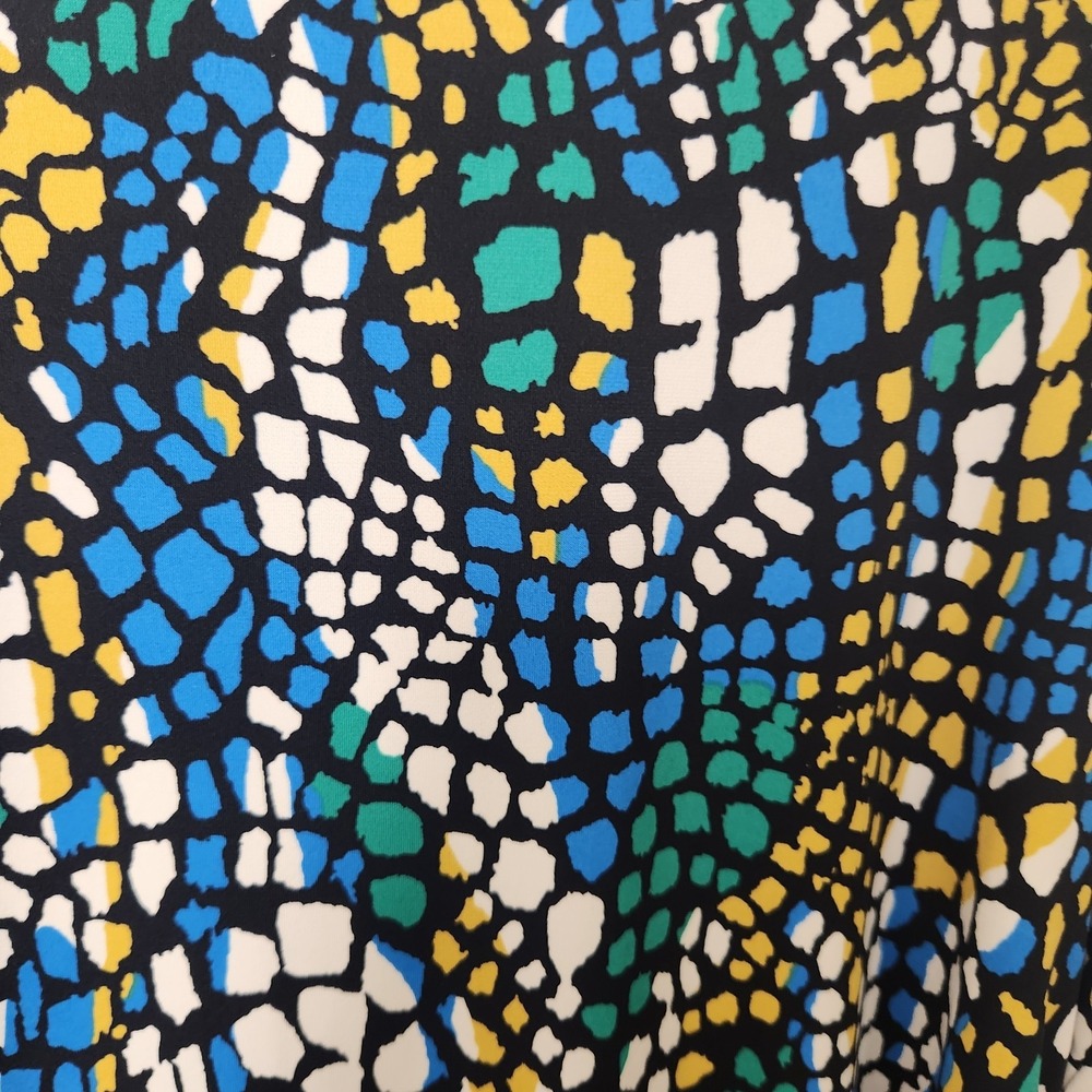 Alfani Woman Green Blue Stretchy Ruched Sides & Short Sleeve Blouse 3X Colorful - Picture 3 of 11